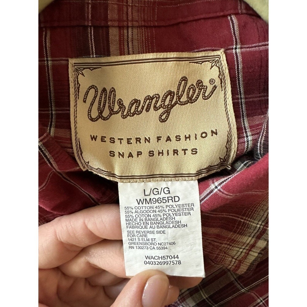Vtg Wrangler Shirt Western Pearl Snap Sz L Plaid Sawtooth Cowboy Rodeo R…​ - Picture 5 of 6